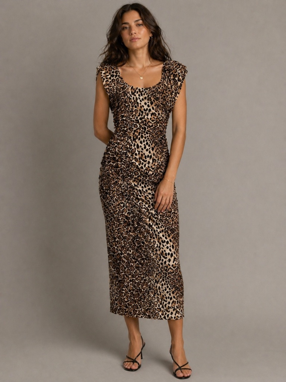 LE Chateau • NWT Leopard Print Midi Dress - Brown - Picture 1 of 2